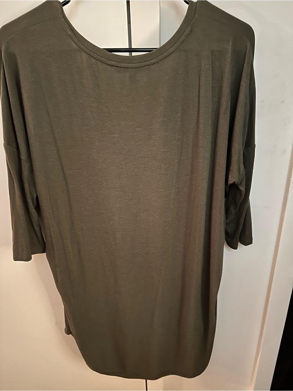 Express Olive V-Neck Dolman Short Sleeve Top - Picture 2 of 3